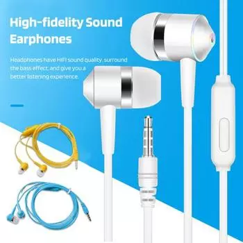 Проводные наушники с микрофоном Удобная проводная гарнитура с объемным басовым звуком Наушники-вкладыши для музыкальных звонков синий