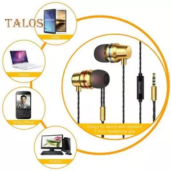 Проводные наушники с мощными басами, внутриканальные наушники с шумоподавлением, интеллектуальное управление проводом, спортивная музыка, высокочеткие проводные игровые наушники чёрный