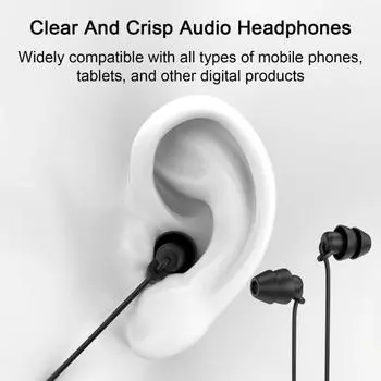 Проводные наушники с шумоподавлением и микрофоном. Улучшенный звук. Универсальные наушники-вкладыши 3,5 мм/Type-C. Спортивные принадлежности для сна. 3.5mm чёрный