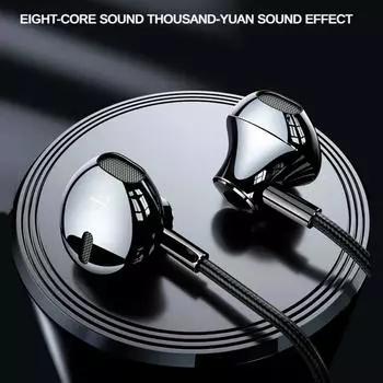 Проводные наушники типа C и 3,5 мм. Наушники-вкладыши с мощными басами. Проводные стереонаушники. Игровая гарнитура. rose gold-3.5mm