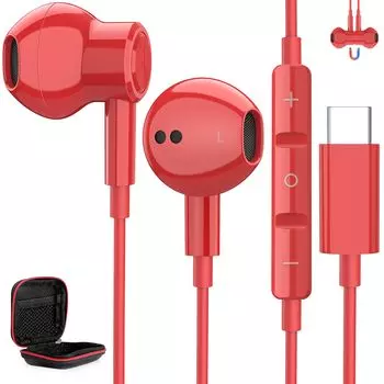 Проводные наушники типа C с микрофоном, чипом ЦАП, Hi-Fi качество звука, наушники USB типа C, магнитная совместимость с iPhone15 Pro Air4 10th S23 Pixel 8a