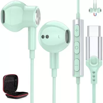Проводные наушники типа C с микрофоном, чипом ЦАП, Hi-Fi-качество звука, наушники USB типа C с возможностью вызова, магнитные, совместимые с iPhone 15, Air 4, 5, 10, S23