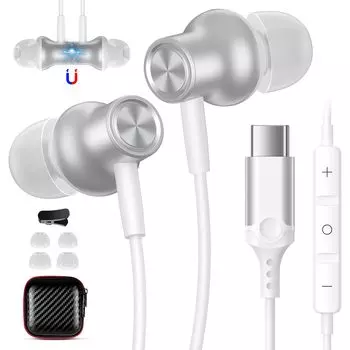 Проводные наушники типа C с микрофоном, магнитная конструкция, USB-наушники канального типа, качество звука Hi-Fi, четкие звонки, регулировка громкости, совместимые с OPPO