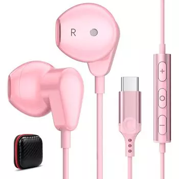 Проводные наушники типа C, совместимые с iPhone16 Pro max Pad 10 Air5 Mini 6, совместимые с Google Pixel8 7a 6 Pro, глубокие басы, микрофон в комплекте