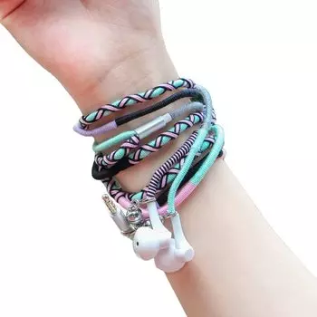 Проводные наушники URIZONS из цветного нейлона с оплеткой. Наушники можно прикрепить к руке с помощью провода, а наушники-браслеты подходят для детей.