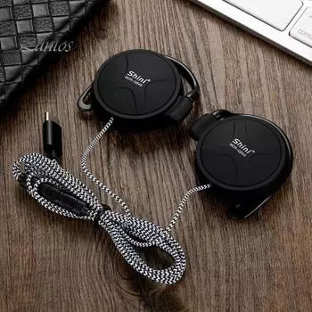 Проводные наушники Ушной крючок Микрофон с шумоподавлением Hi-Fi Звук Линейный контроль громкости Регулируемый тип C TPE Живая музыка Спортивные игровые наушники-вкладыши синий