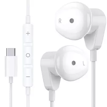 Проводные наушники VAVIICLO Type C с микрофоном и пультом дистанционного управления 32 бит 384 кГц Совместимы с моделями Android, такими как iPad mini Galaxy S23