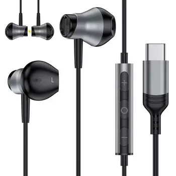 Проводные наушники Vedfoad с магнитным проводом HIFI Sound Volume Call Проводные легкие, идеально подходят для iPhone Galaxy и других устройств с чёрный