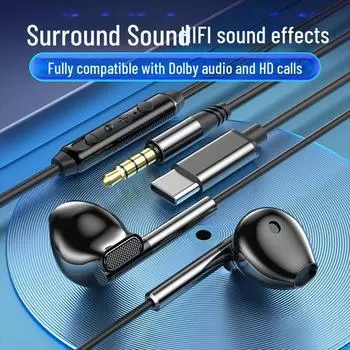 Проводные наушники-вкладыши 2024 года с мощными басами и микрофоном для игр и караоке M-55 3.5 interface чёрный