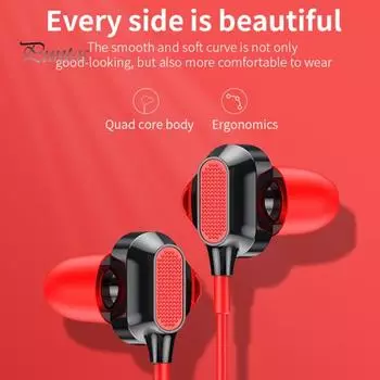 Проводные наушники-вкладыши с объемным звуком, высокая четкость, звонки, игры, прослушивание музыки, бас, изгиб 90 градусов, проводная гарнитура, мужские аксессуары чёрный