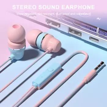 Проводные наушники-вкладыши Водонепроницаемые стереозвук Динамический драйвер Глубокие басы без искажений Спортивные наушники с кабелем жёлтый