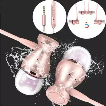Проводные наушники-вкладыши, водонепроницаемые магнитные стереофонические музыкальные наушники с микрофоном, гарнитура для iPhone, Android, мобильные наушники