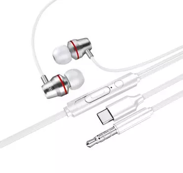 Проводные стереонаушники с дистанционным шумоподавлением для регулировки громкости, не спутываются, микрофон, наушники, управление, отмена, звонки, белый