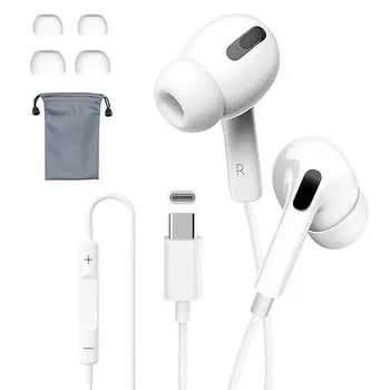 Проводные улучшенные проводные наушники OULEKE с возможностью вызова, высокой четкой громкостью стерео, удобной сумкой для хранения, тип C для iPhone16, совместимые с устройствами