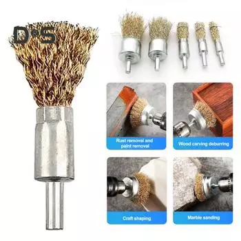 Проволочная колесная щетка Вращающийся инструмент Нержавеющая сталь Устойчивость к коррозии Широкое применение Многоразовая простота установки Извитая проволочная щетка с покрытием 10 mm