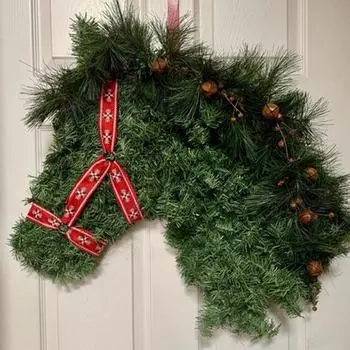 Проволочная рамка для венка в виде головы лошади, металлические цветочные рамки для венков, кольца для изготовления рождественских венков своими руками, декор для новогодней вечеринки чёрный