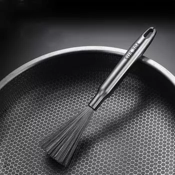 Проволочная щетка Чистящая щетка из нержавеющей стали. Скребки для чугунной сковороды. Высокоэффективный скребок для посудомоечной машины с длинной ручкой 6,2 дюйма. Подарок для женщин и меня. серый