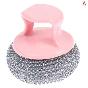 Проволочная шариковая щетка с длинной ручкой Щетка для чистки кастрюли Ручка для мытья посуды Щетка для мытья посуды Проволочный шарик из нержавеющей стали Кухонный очиститель Short Handle