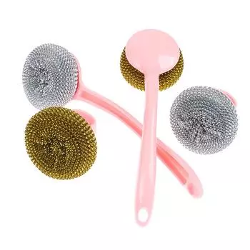 Проволочная шариковая щетка с ручкой Щетка для чистки сковороды Щетка для мытья посуды Ручка для мытья посуды A