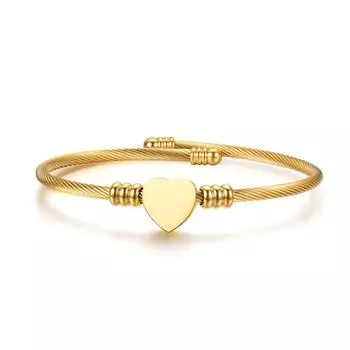 Проволочные манжеты браслеты для женщин ювелирные изделия из нержавеющей стали летний модный аксессуар Heart Steel Color