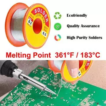 Проволока для распайки в рулонах, оплетка, механический припой с канифольным сердечником, 0,5/0,6/0,8/63/37, флюс 2,0%, 45 футов, расплав оловянной проволоки 1.0mm