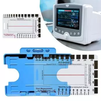 Прозрачная 7-ступенчатая линейка, измерительный инструмент, водонепроницаемый компактный дизайн, карманное справочное руководство по интерпретации ЭКГ 1pc