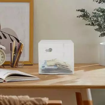 Прозрачная акриловая копилка для взрослых и детей с 2 ключами, видимая запертая Копилка для сбережений, ящик для хранения голосов, подарок на день рождения чистый