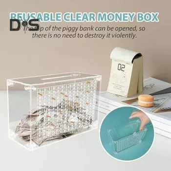 Прозрачная акриловая копилка со счетчиком 5000 долларов США. Цель экономии для детей и взрослых. Прозрачная копилка для монет. Контейнер для наличных. Экономия денег. Коробка для мальчиков. чистый