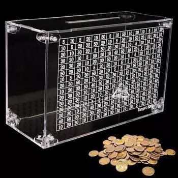 Прозрачная акриловая копилка со счетчиком 5000 долларов США, цель экономии для детей и взрослых, прозрачная копилка, контейнер для монет, контейнер для денег, коробка для экономии денег чистый