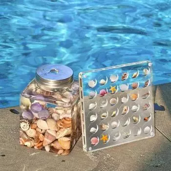 Прозрачная акриловая магнитная коробка для показа ракушек с несколькими сетками, большая емкость, прозрачный маленький органайзер для рукоделия, коробка для хранения ювелирных изделий 100Grid