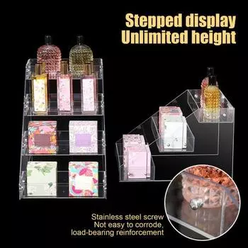 Прозрачная акриловая стойка для демонстрации, многослойная, прочная, несущая, простая в сборке, органайзер для духов, универсальная стойка для демонстрации, полка Dual Layer прозрачный