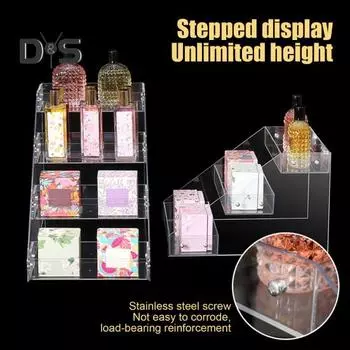 Прозрачная акриловая стойка для демонстрации, многослойная, прочная, несущая, простая в сборке, органайзер для духов, универсальная стойка для демонстрации, полка Dual Layer прозрачный
