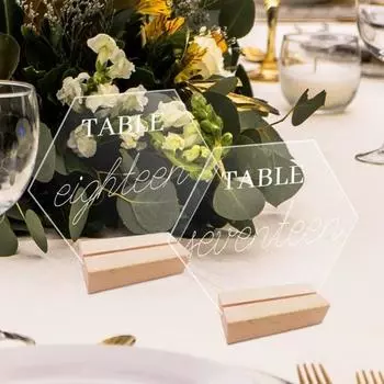 Прозрачная акриловая табличка на свадебный стол с деревянной основой, гладкий край, широко используемая акриловая доска «сделай сам», украшение для праздничной вечеринки Small A