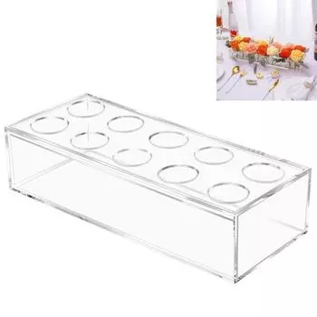 Прозрачная акриловая ваза для цветов 10/14/16 отверстий, современная свадебная вечеринка, украшение для обеденного стола, длинный прямоугольник, гидропонный цветочный 10Grid