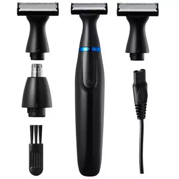 Прозрачная электрическая бритва для всего тела с волосами в носу, сменная головка, предотвращает потерю волос при бритье, мужская многофункциональная бритва, перезаряжаемая, чёрный