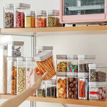 Прозрачная банка для хранения пищевых продуктов 400/700/1200/1600 мл. Хорошая герметичность. Прочный пищевой. Легко моется. Практичные кухонные контейнеры. 700ML