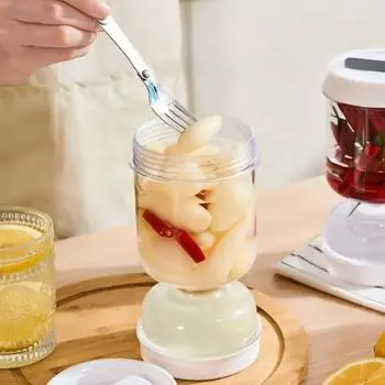 Прозрачная банка для маринованных огурцов, герметичная герметичная емкость для разделения сухого и влажного кимчи, дизайн песочных часов с вилкой, домашняя кухня