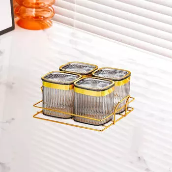 Прозрачная банка для приправ, сервировочная тарелка для закусок, коробка для приправ, контейнер для хранения, банка, графин для праздника Grey 4 squares