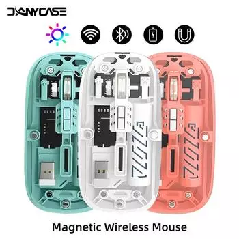 Прозрачная беспроводная мышь Bluetooth, бесшумная мышь USB для ноутбука, планшета, мобильного телефона, офисного ПК, игровой мыши белый