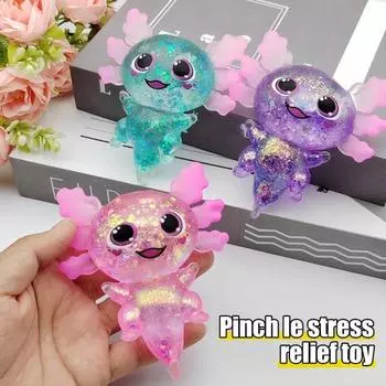 Прозрачная блестящая игрушка-саламандра для снятия стресса, мультяшная саламандра, сенсорная игрушка для детей, подростков и взрослых, мягкий мяч для снятия стресса, игрушка-фиджет в виде животного 1pc