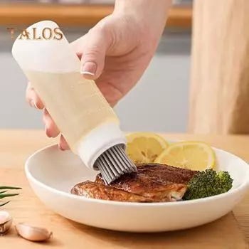 Прозрачная бутылка для масла со шкалой, гибкая щетина, пищевой контейнер для масла без BPA, инструмент для жарки на гриле S красный