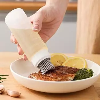 Прозрачная бутылка для масла со шкалой, гибкая щетина, пищевой контейнер для масла без BPA, инструмент для жарки на гриле L красный