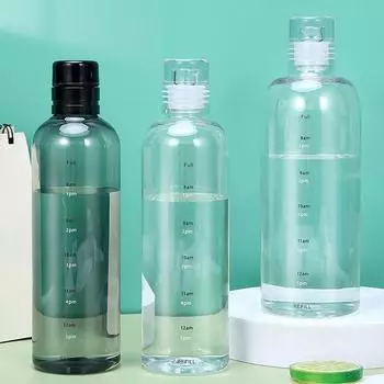 Прозрачная бутылка для воды со шкалой времени, креативная, большая емкость, герметичная, устойчивая к падениям, пластиковая чашка для питья для восхождения и путешествий