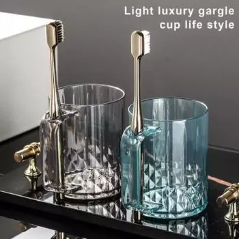 Прозрачная чашка для полоскания рта Легко чистится Противоскользящая эргономичная ручка Стоматологическая чашка Простая гигиеническая чашка для мытья с гнездом для зубной щетки серый