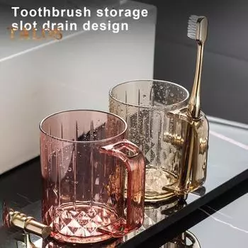 Прозрачная чашка для полоскания рта Легко чистится Противоскользящая эргономичная ручка Стоматологическая чашка Простая гигиеническая чашка для мытья с гнездом для зубной щетки для домашней ванной комнаты синий