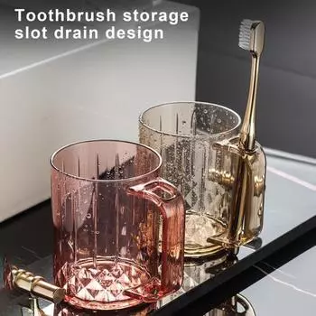 Прозрачная чашка для полоскания рта Легко противоскользящая чашка Эргономичная ручка Чистка зубов Простая гигиеническая стирка синий