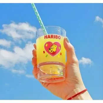 Прозрачная чашка Haribo Gold Bear 200мл, розовый, 1 шт., Популярные корейские товары для родителей
