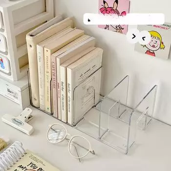 Прозрачная четырехместная подставка для книг, акриловая книжная полка, студенческий рабочий стол, большая вместимость, стеллаж для хранения книг прозрачный