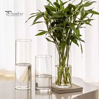 Прозрачная цилиндрическая ваза для цветов, свадебная вечеринка, обеденный стол, центральный элемент, гидропонный держатель для цветов, прозрачный контейнер для растений, украшение 20cm