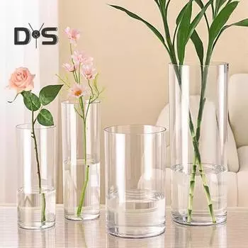 Прозрачная цилиндрическая ваза для цветов, свадебная вечеринка, обеденный стол, центральный элемент, гидропонный держатель для цветов, прозрачный контейнер для растений, украшение 20cm